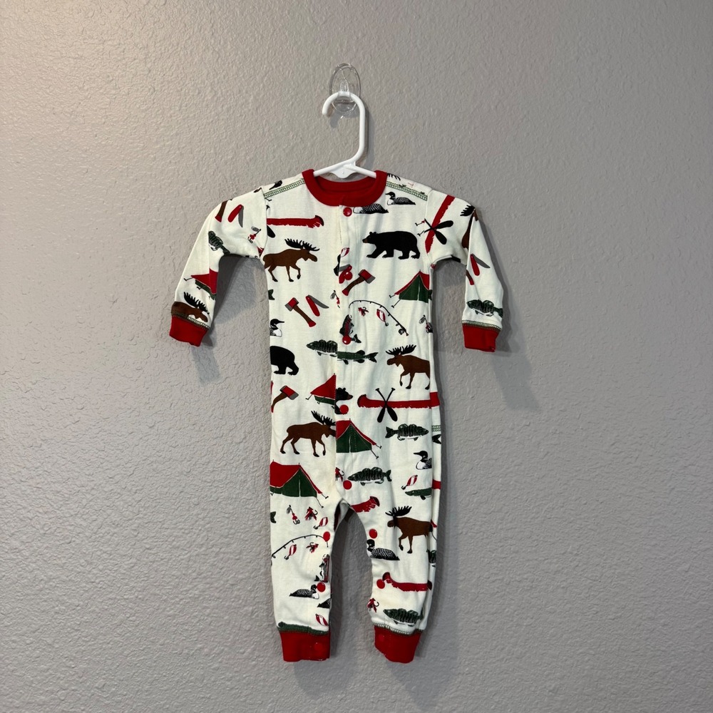 Little Blue House Kid's Size 6-12m White Happy Camper Romper Union Suit